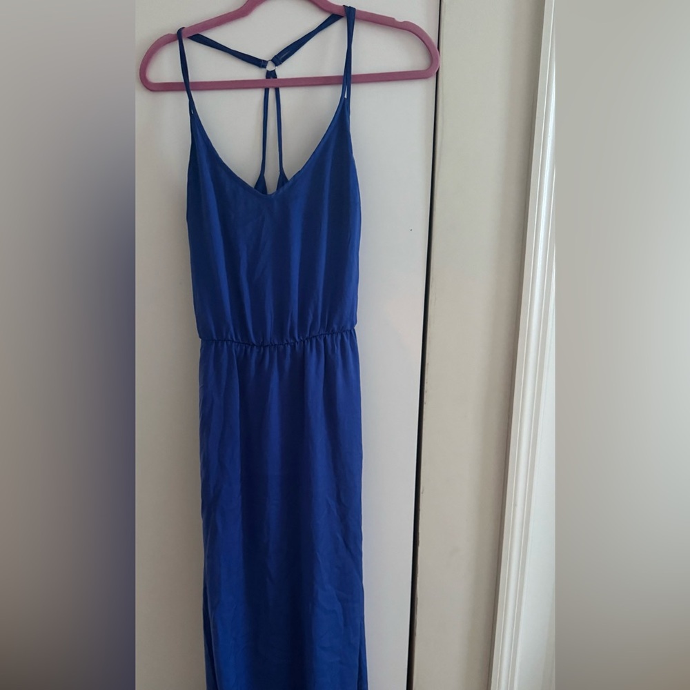 Blue Satun maxi Dress